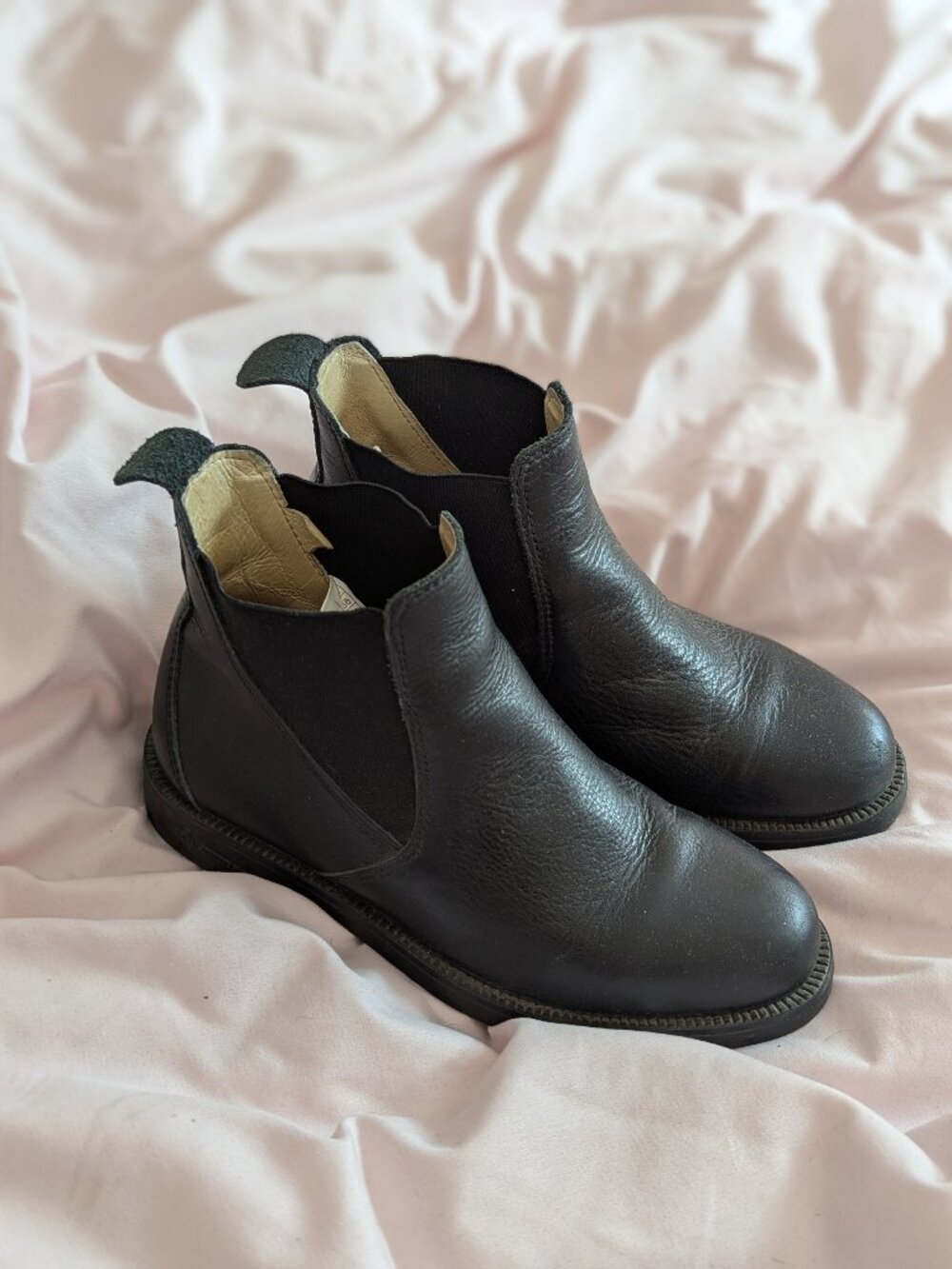 Fouganza Black Leather Ankle Boots EU 36